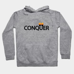 Conquer artistic typographic logo design Hoodie